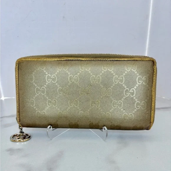 GUCCI GG Imprimé Leather Zip Around Wallet - Picture 3 of 12